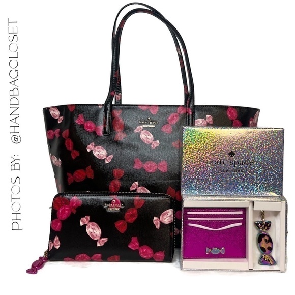 Kate Spade Candy Wrapper Bon Bon Tote Wallet Keychain Boxed Set Cedar Street NWT - Picture 16 of 16